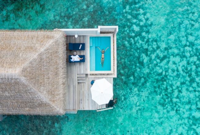 HotelMaledivenBaglioni Resort Maldives Aerial Pool Water Villa