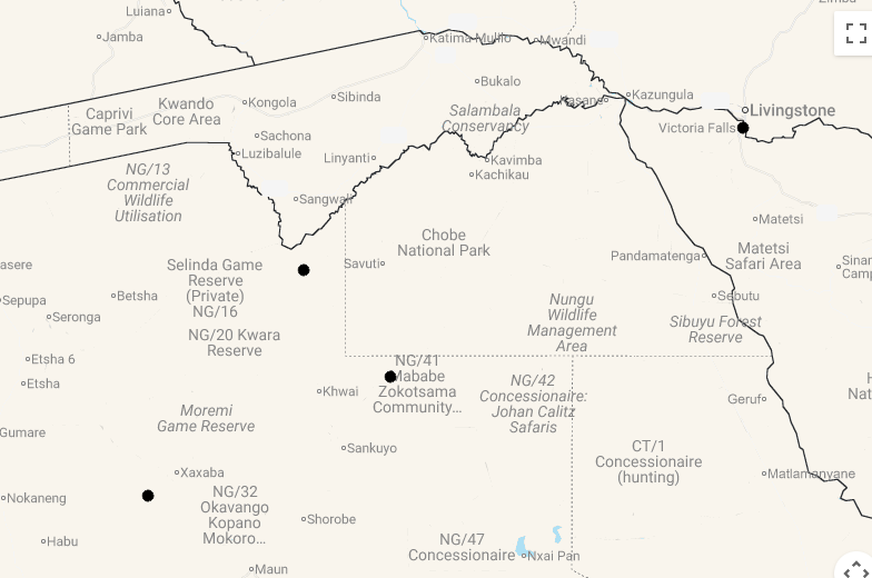 Karte Von den Victoriafällen ins Okavango-Delta - Luxus-Safari in Botswana