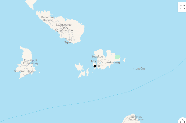 Karte Mykonos - luxuriöser Lifestyle in Blau und Weiss