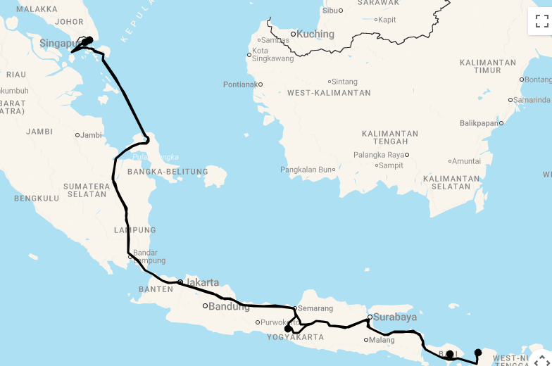 Karte Luxus-Inselhopping in Indonesien: Bali, Java & Lombok mit Singapur