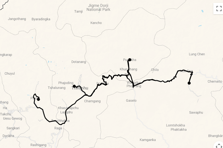 Karte Magisches Bhutan: Kultur, Natur & Luxus in den besten Lodges des Landes