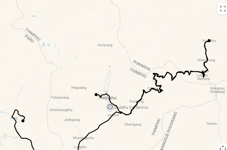 Karte Luxusreise Bhutan - Individuell, spirituell & in Luxus Lodges