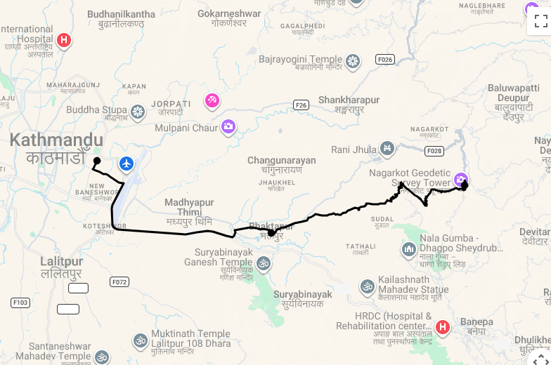 Karte Kultur & Naturwunder Nepals: Entdeckungsreise von Kathmandu bis Nagarkot