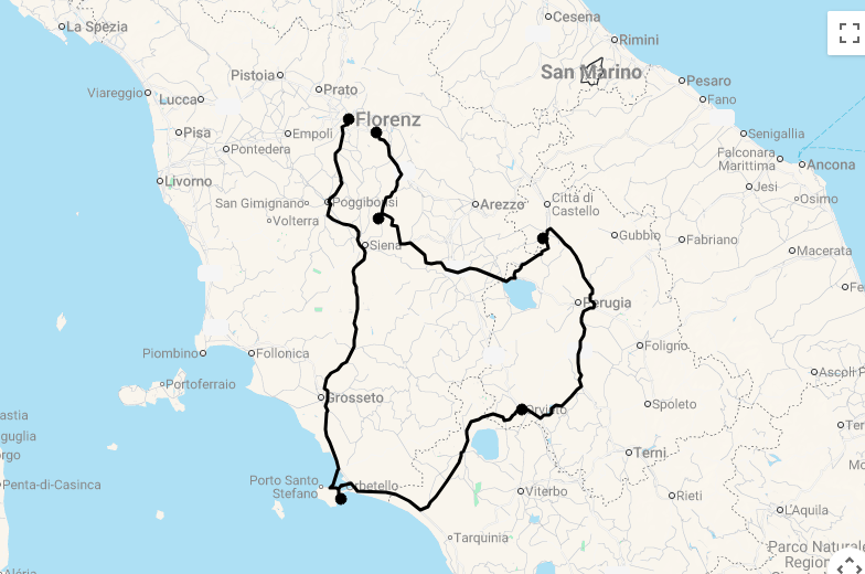 Karte Toscana Prestige: Florenz, Siena & Orvieto - die schönsten Orte Mittelitaliens