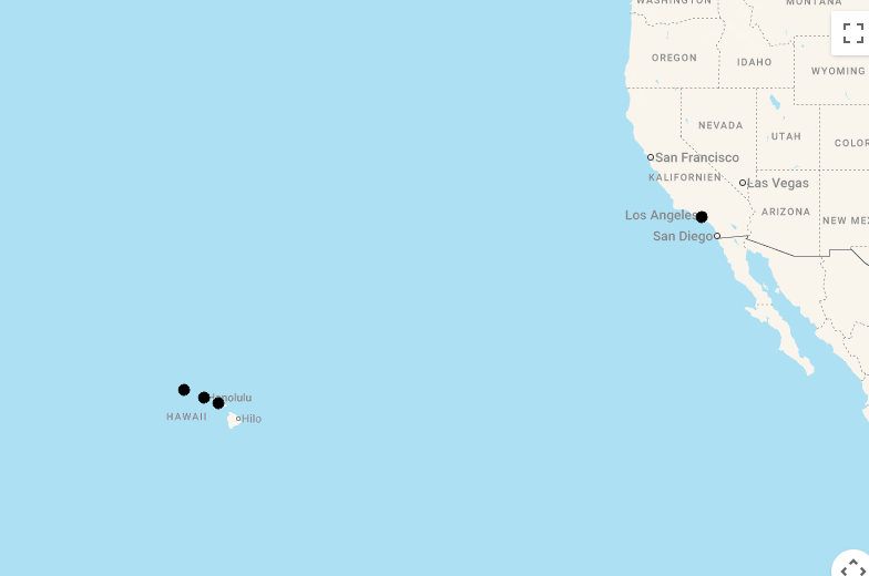 Karte Traumreise Hawaii mit Flügen, Hotels und Mietwagen