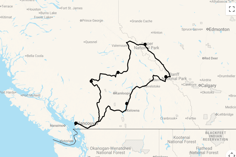 Karte Kanadas Luxuslodges