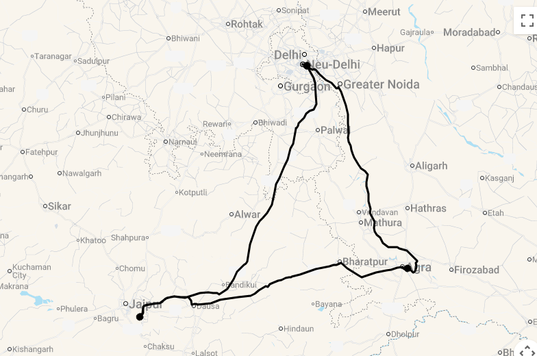 Karte Das Goldene Dreieck von Indien