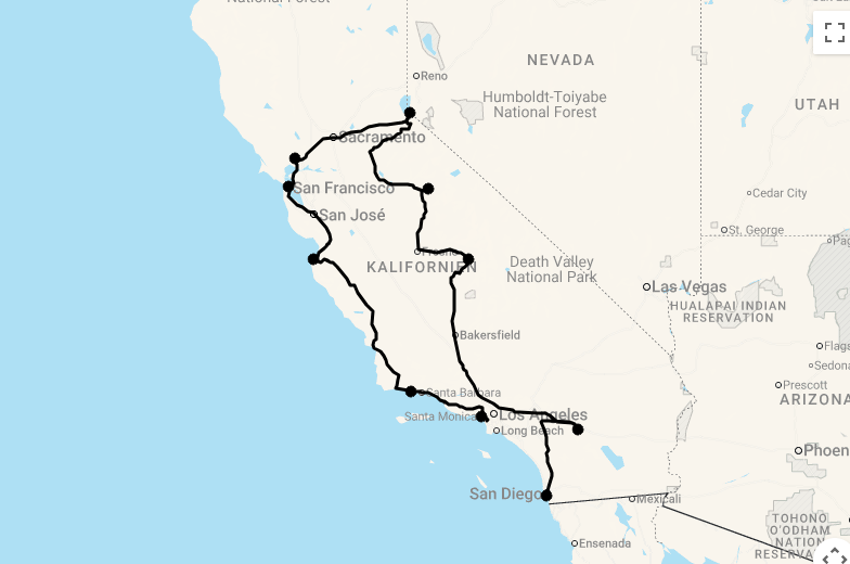 Karte Die Perlen Kaliforniens