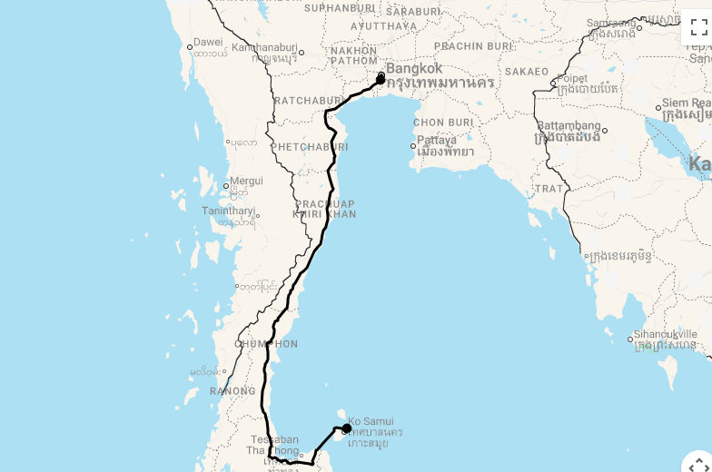 Karte Bangkok und Pool Villa auf Koh Samui