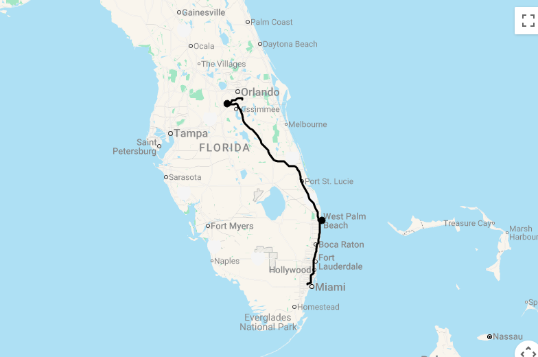 Karte 14 Tage Florida mit Kindern erleben
