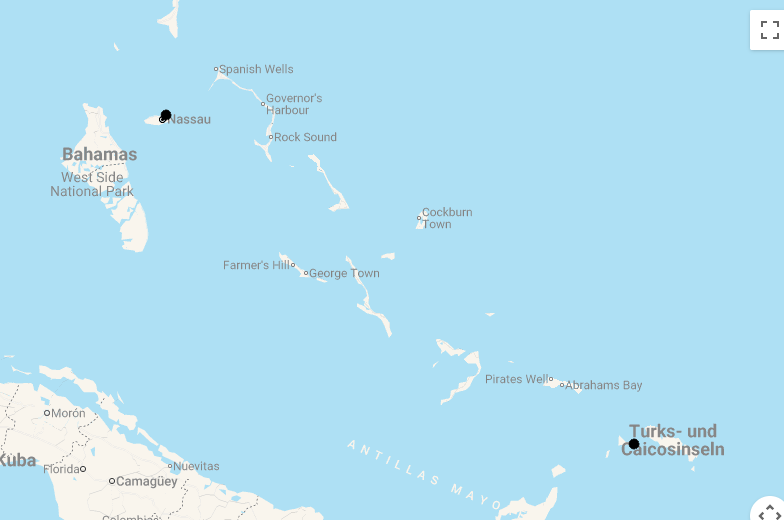 Karte Inselhopping in der Karibik: Bahamas und Turks & Caicos