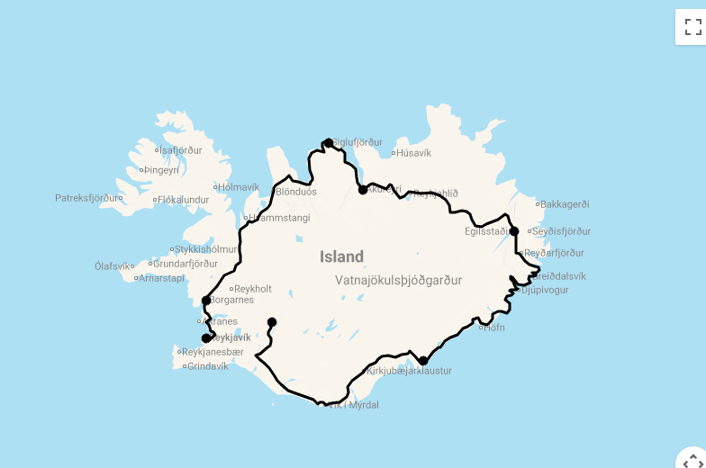 Karte Island intensiv: Feuer, Eis und endlose Freiheit entlang der Ringstraße