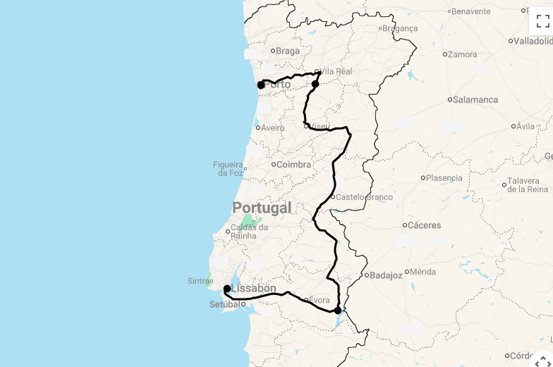 Karte Douro Dreams & Alentejo Charme - Eine Reise für Genießer